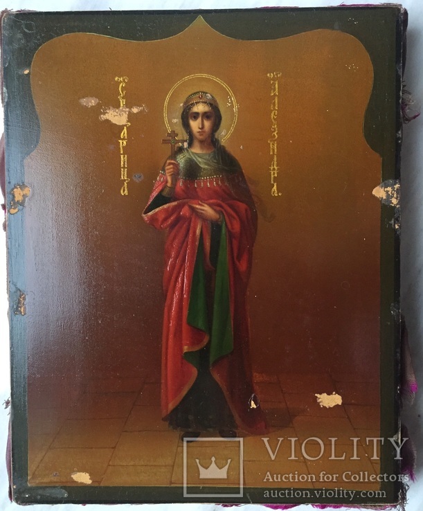 Икона «Св. царица Александра, стиль «Русский модерн»., фото №3