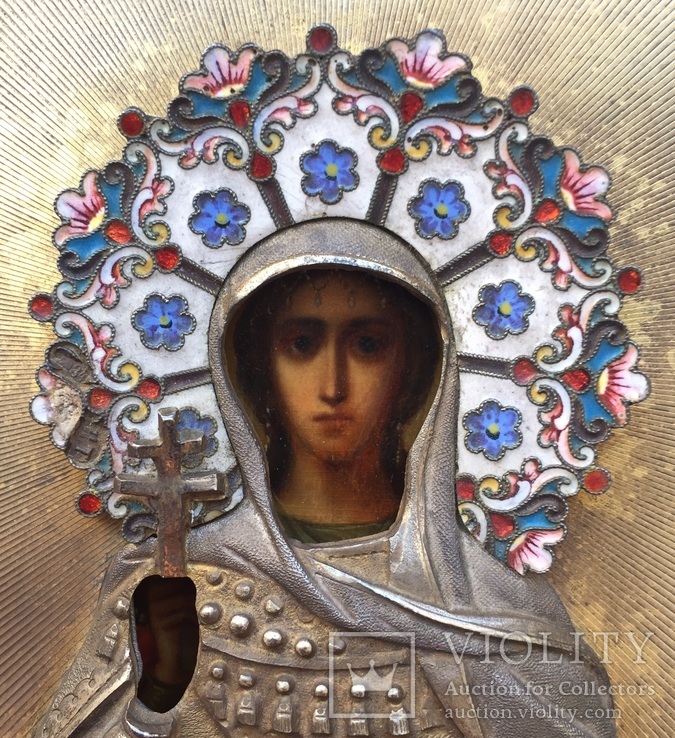 Икона «Св. царица Александра, стиль «Русский модерн»., фото №5