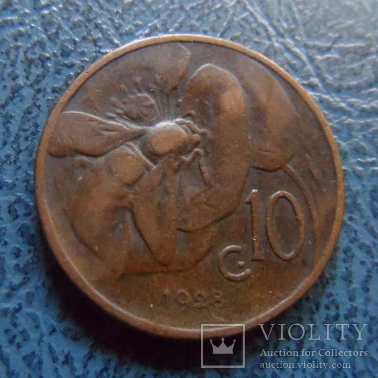 10  чентезим  1928  Италия   ($2.5.27)~, фото №2