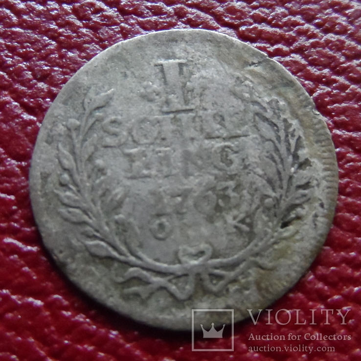 1 шиллинг 1763  Гамбург  серебро   (1.1.3)~, фото №3