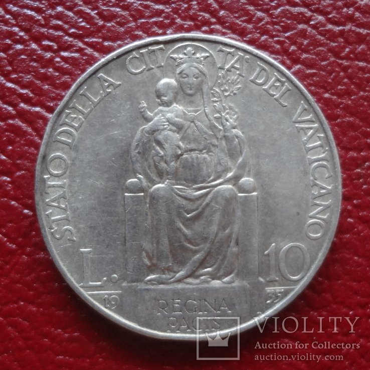 10 лир 1935  Ватикан   серебро  ($3.5.10)~, фото №2