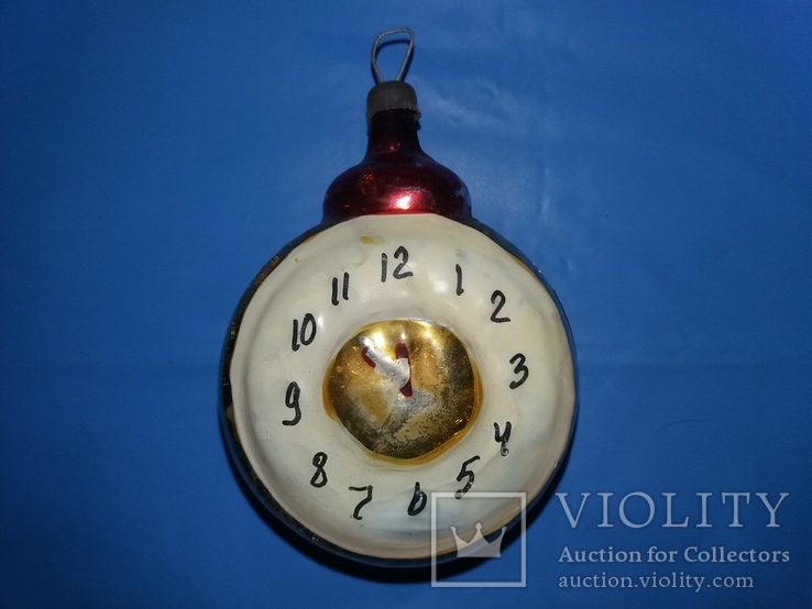Елочная игрушка 50-х годов СССР Часы., фото №2