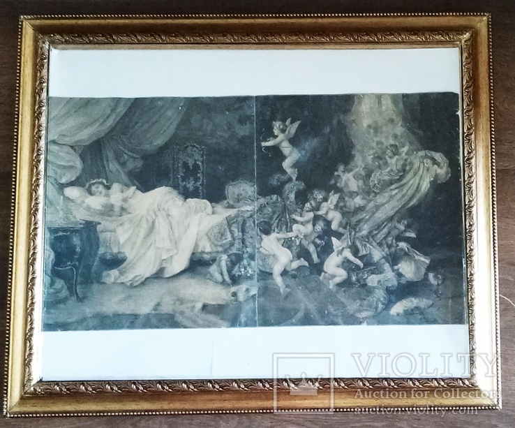 Литография Un Reve D,Amor of love Viktorian cherubs Франческо Винеа 1845 1902, фото №4