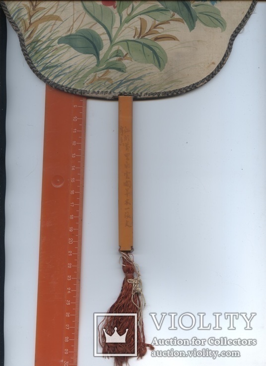 Старинный китайский веер круглый шелк Китай, фото №11