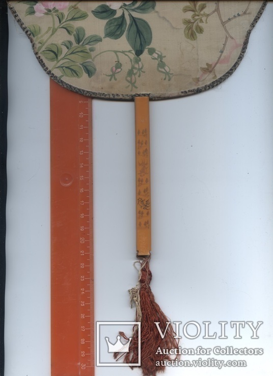 Старинный китайский веер круглый шелк Китай, фото №12