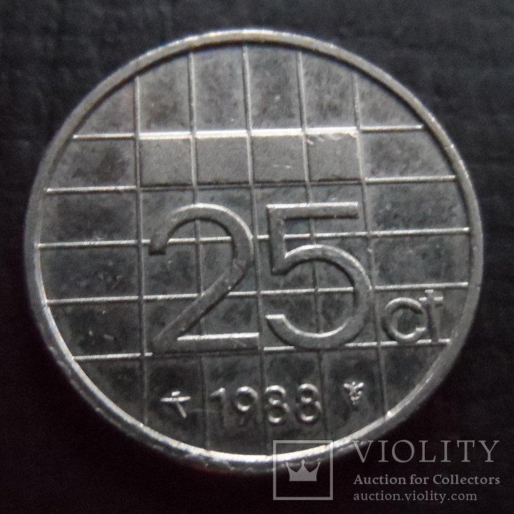 25  центов  1988  Нидерланды   ($4.1.5)~, фото №2