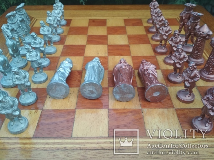 Шахматы коллекционные и большой стол h 63 см для игры дерево металл, фото №11