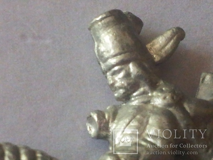 Старинный оловянный солдатик -конный воин., фото №10