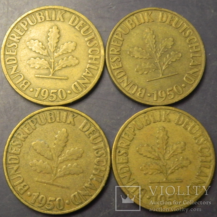 10 пфенігів ФРН 1950 (всі монетні двори), фото №3