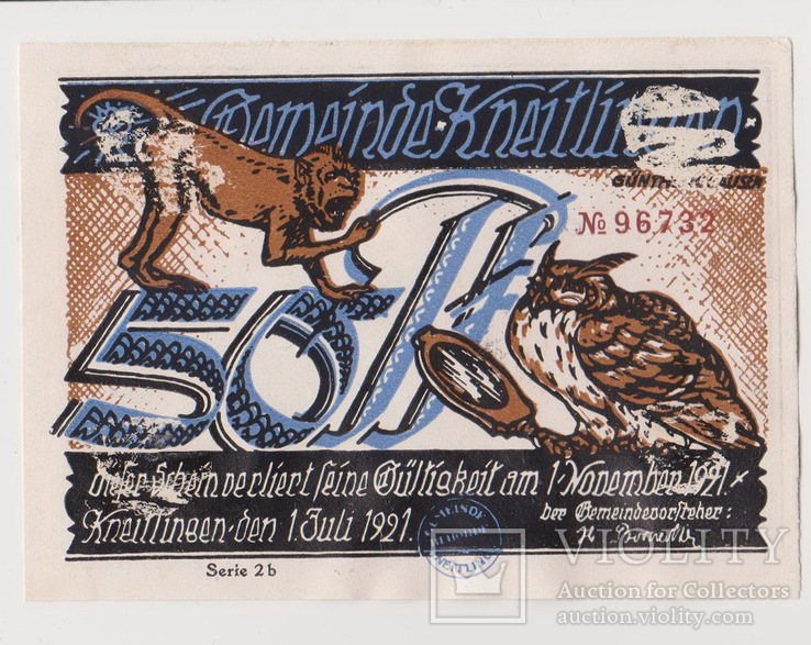 50 пфеннингов, 1 июля 1921 года, Германия, Kneitlinben