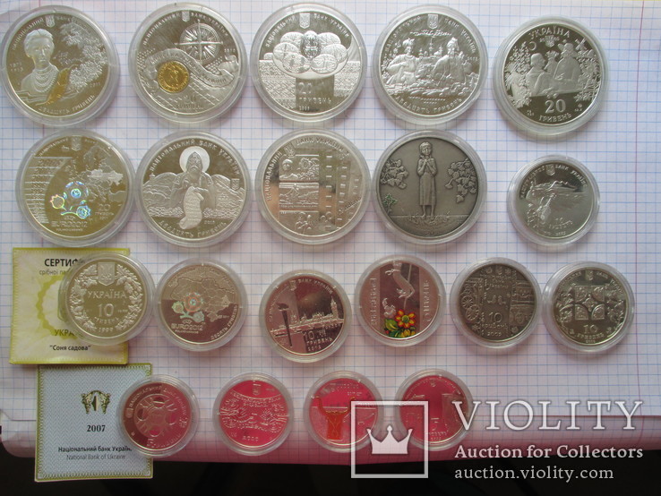 Монеты Украины серебро 20 штук одним лотом, фото №2