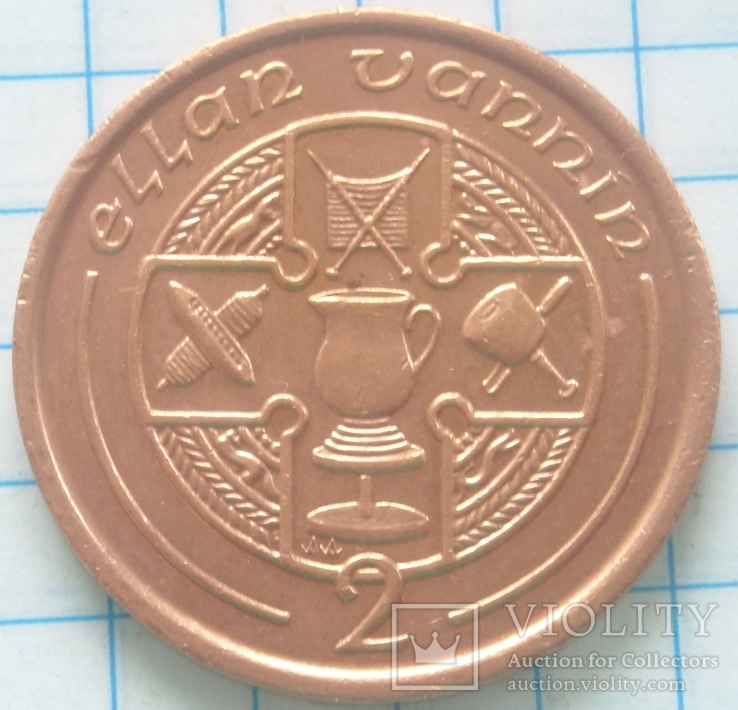  2 пенса, Остров Мэн, 1991г.