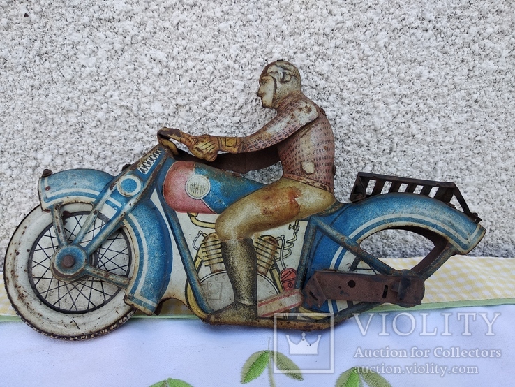 Мотоцикл, жестяная металлическая игрушка СССР