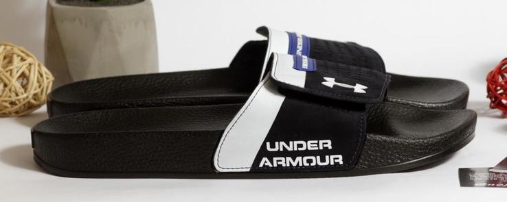 0325 Мужские шлепанцы Under Armour.Натуральная кожа+ нат. замша.Черные 41 р.- 26,5 см, photo number 8