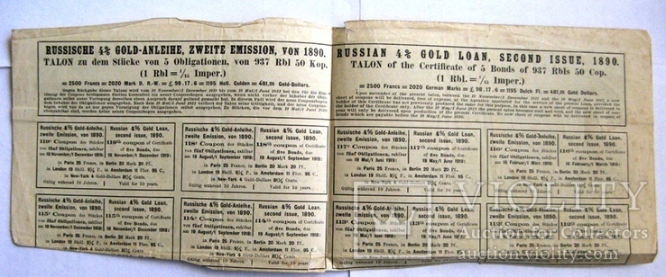Императорский 4% золотой заем 1890 г. (2-й выпуск) +4 купона, фото №6