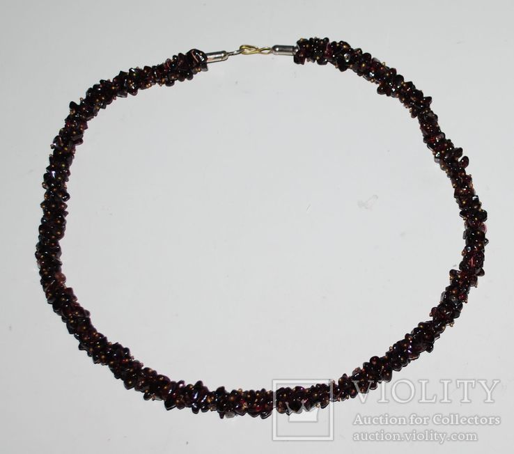 Ожерелье из шлифованого граната, на латунных крепежах - 55 см./90 грамм., фото №2