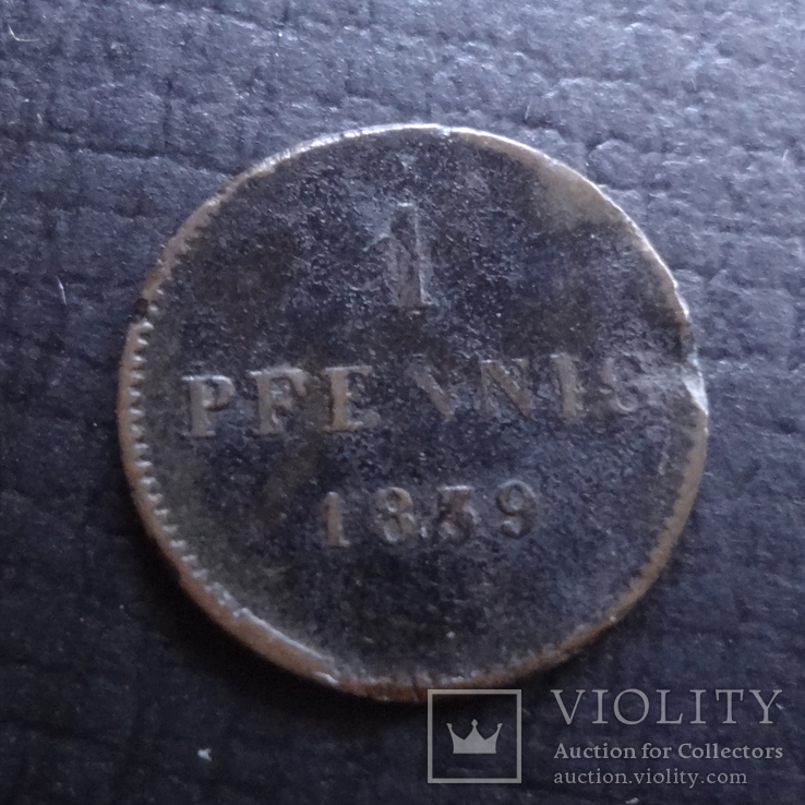 1 пфенниг  1839  Бавария   ($4.2.10) ~, фото №2