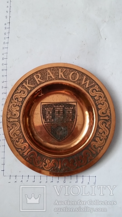 Сувенирная медная тарелка Краков