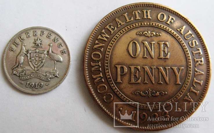 Австралия набор*4 шт 1 пенни -1 флорин (1911-1923) GEORG VI, фото №7