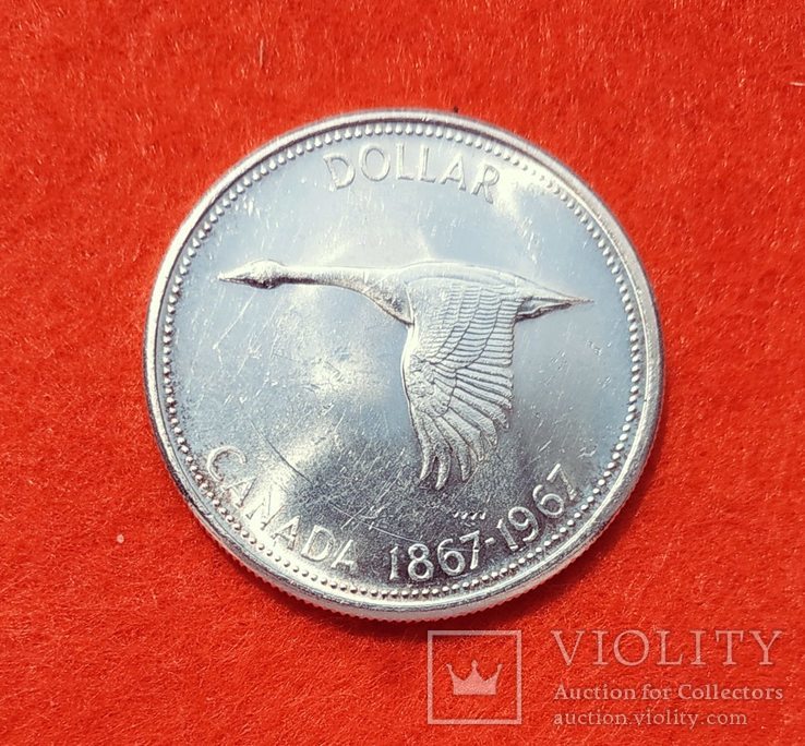 Канада 1 доллар 1967 серебро аАНЦ, фото №2