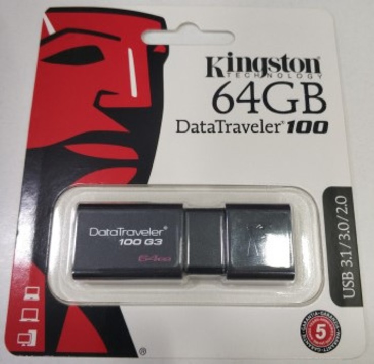 ФЛЕШ ПАМЯТЬ (флешка) Kingston DataTraveller 100 64 ГБ USB 3.1/3.0/2.0 (DT100G3/64GB), фото №5