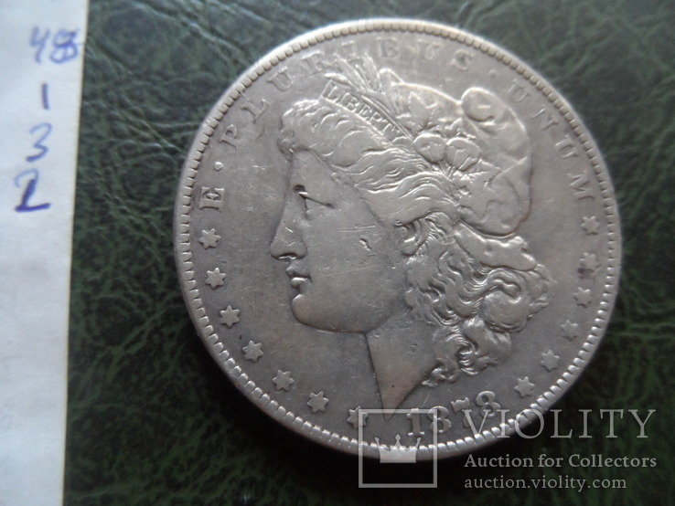 1  доллар 1878  США  серебро    ($1.3.2) ~, фото №7