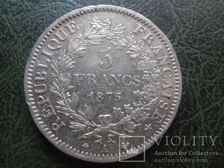 5 франков 1875  Франция  серебро    ($1.3.5) ~, фото №3