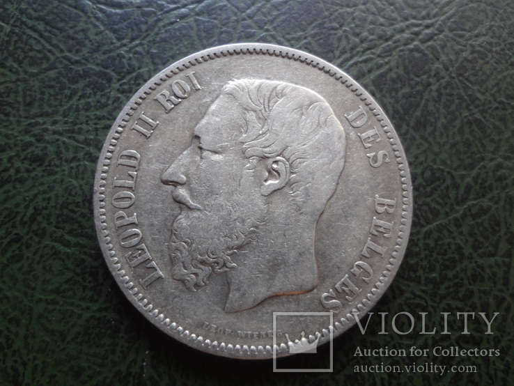 5 франков 1869  Бельгия  серебро    ($1.3.9) ~, фото №3