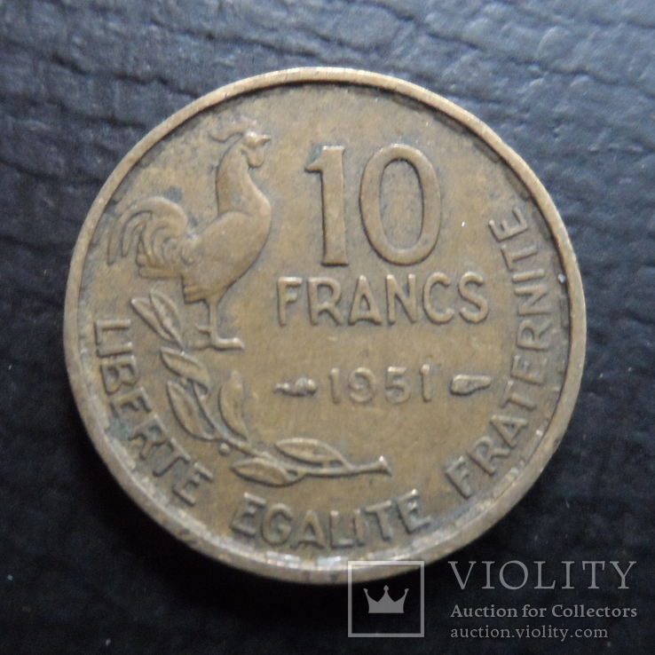 10 франков  1951  Франция    ($4.3.2)~, фото №2