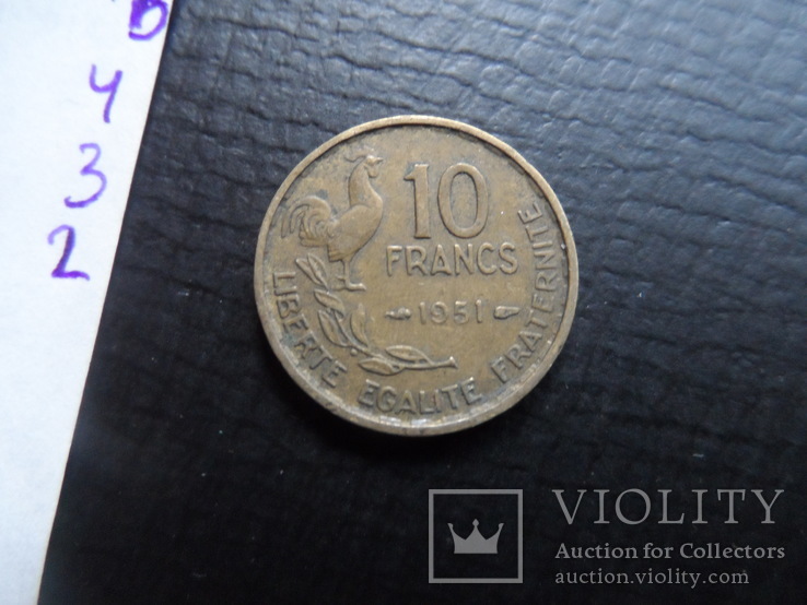10 франков  1951  Франция    ($4.3.2)~, фото №4