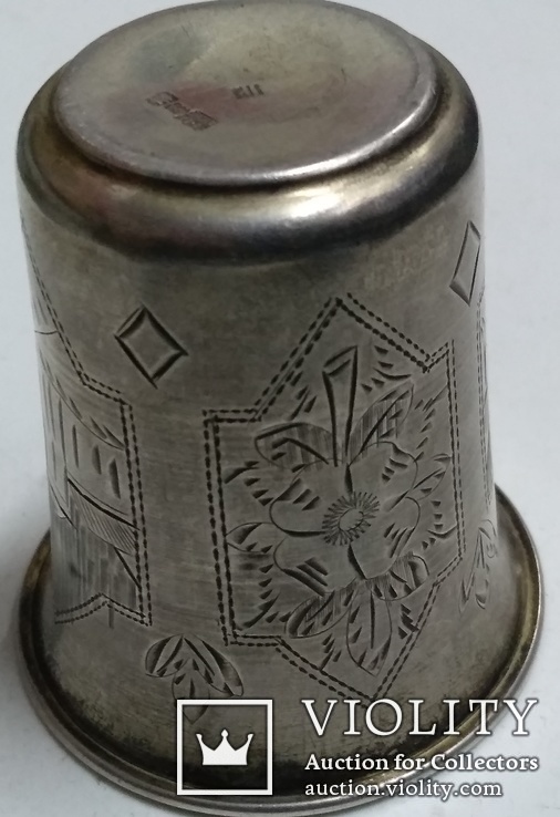 Серебряный кидушный  стаканчик 84-й пробы ( 1894-й год , работа штихилем )., фото №11