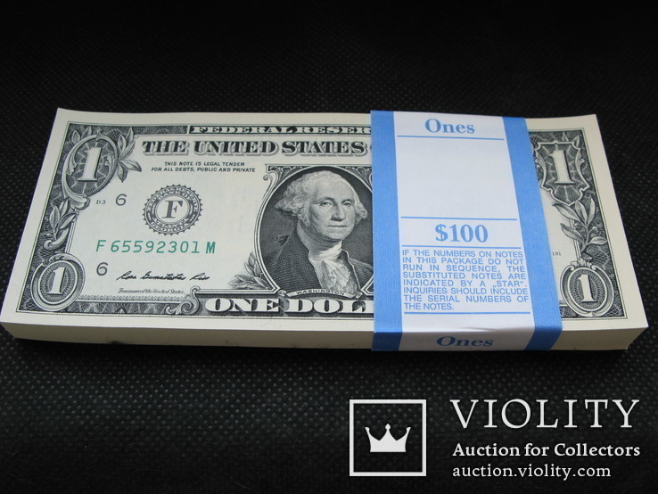 1 доллар США штат ДЖОРДЖІЯ 2013рік UNC корінець (100 банкнот номер в номер)
