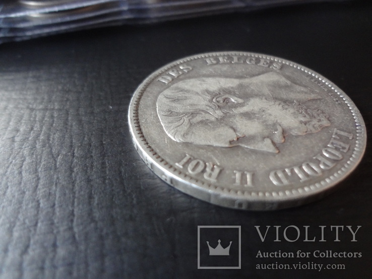 5 франков  1870  Бельгия серебро  ($4.8.12)~, фото №4
