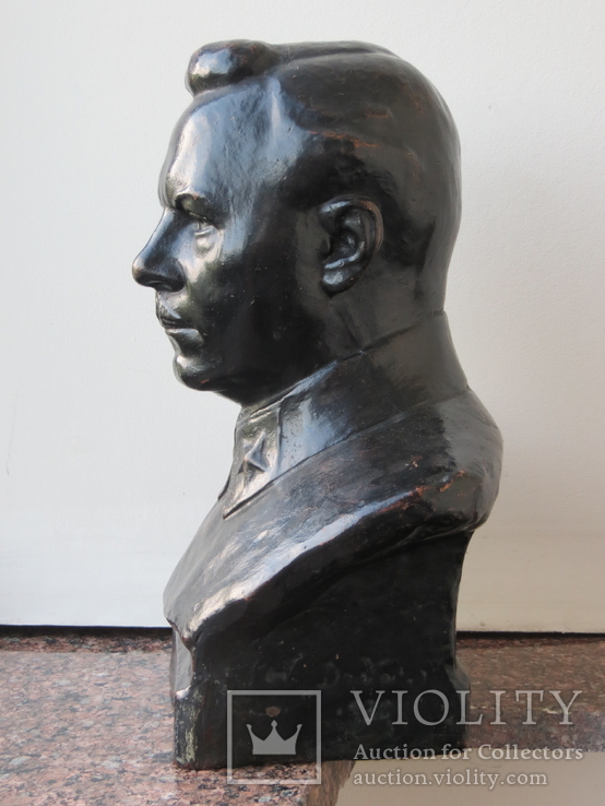 Бюст Ворошилова, Гжель. Скульптура, керамика, фото №3