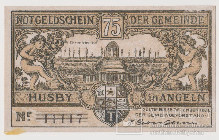 75 пфеннингов, 15 декабря 1921 года, Германия, Husby, фото №2