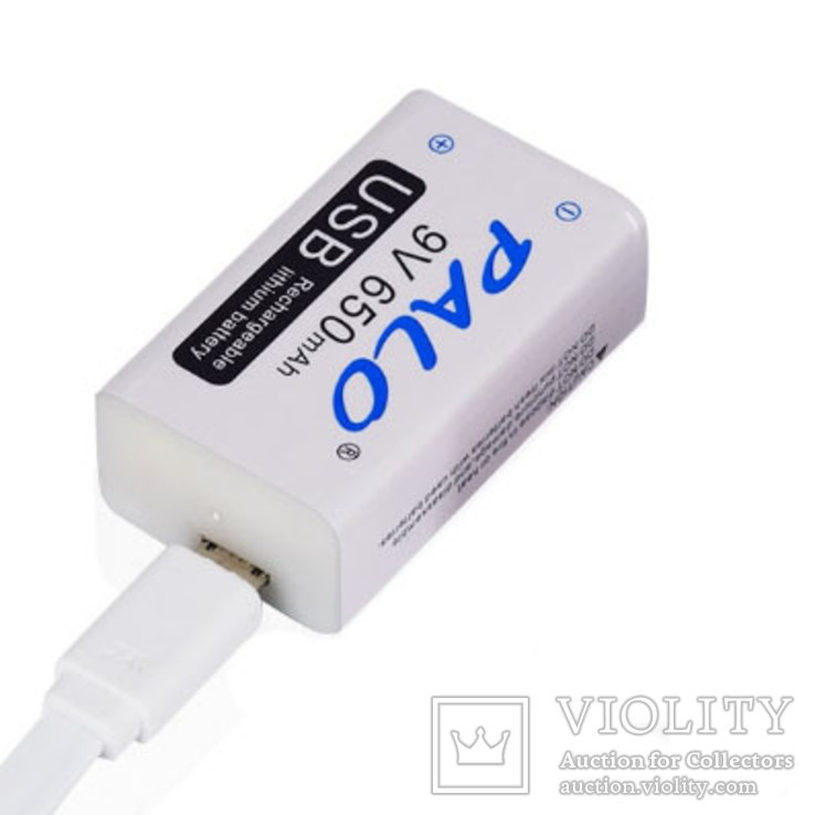 Аккумуляторна Крона PALO 9V 650mAh Li-Ion. Зарядка через micro USB.