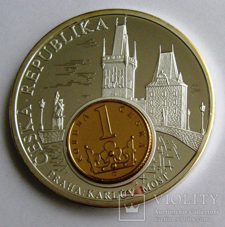 Чехия токен 1 крона 2001 PROOF "Прага: Карлов мост", фото №3