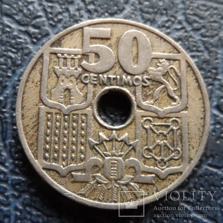 50 сантим 1949  Испания   ($5.1.15)~, фото №3