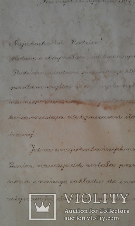Письмо к родственникам на бланке с водяным знаком.(  Перемышль  1907 г.), фото №3
