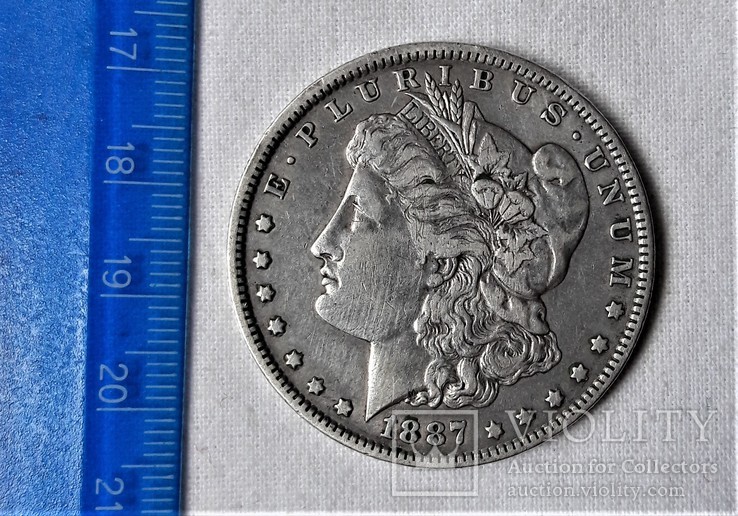 Монета 1 Доллар США, Морган, 1887 год, 0, серебро 26,6 гр, проба 900 (84), фото №3