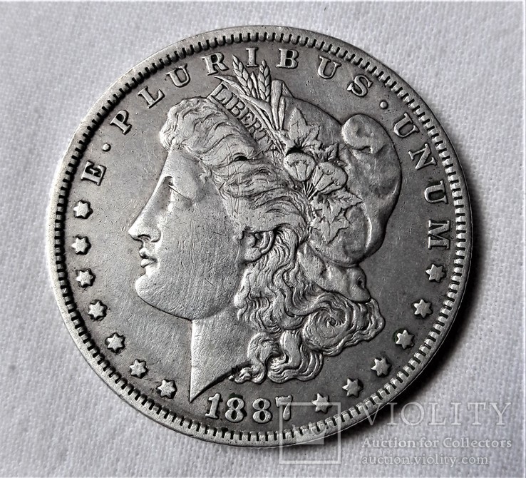 Монета 1 Доллар США, Морган, 1887 год, 0, серебро 26,6 гр, проба 900 (84), фото №8