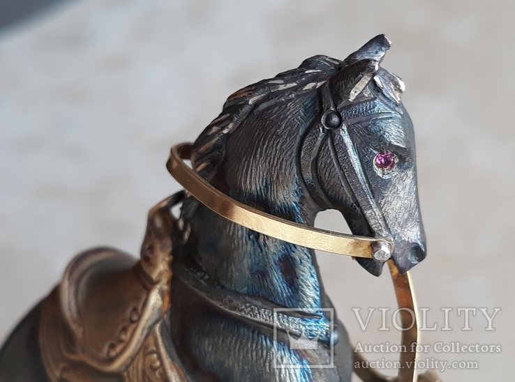Миниатюра "Конь" (серебро, золото), 97 грамм, фото №3