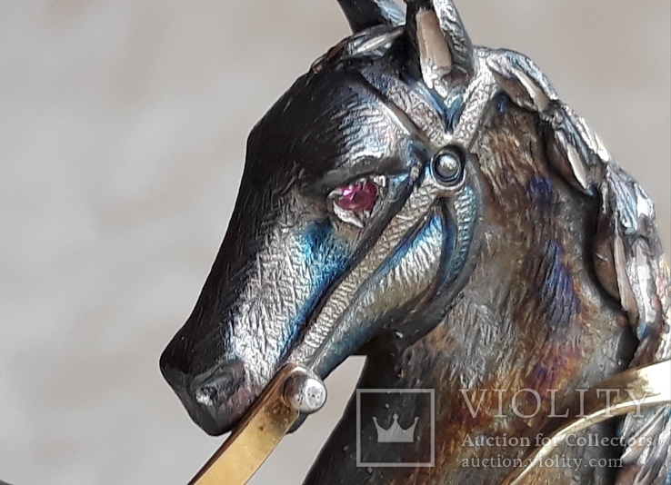 Миниатюра "Конь" (серебро, золото), 97 грамм, фото №4
