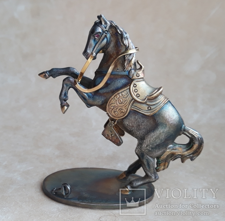Миниатюра "Конь" (серебро, золото), 97 грамм, фото №8