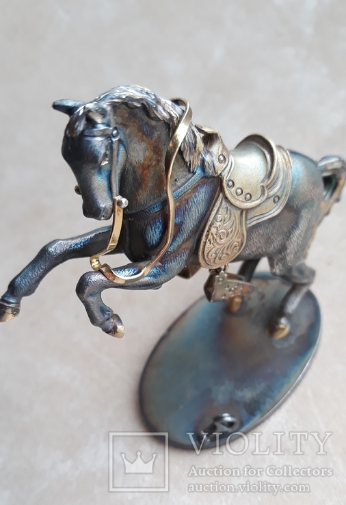 Миниатюра "Конь" (серебро, золото), 97 грамм, фото №13