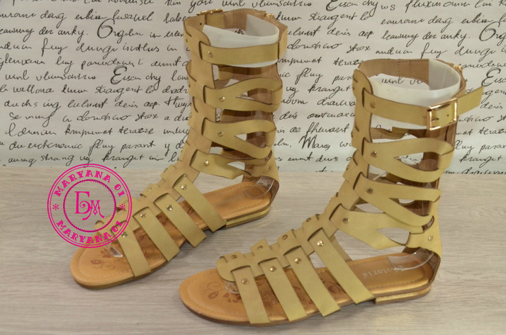 Римские сандалии, босоножки римлянки бежевые 37 размер, фото №4