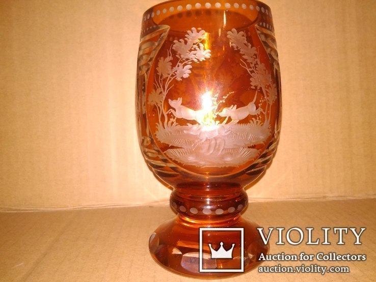 Старинная настольная ваза. Богемское стекло., фото №3