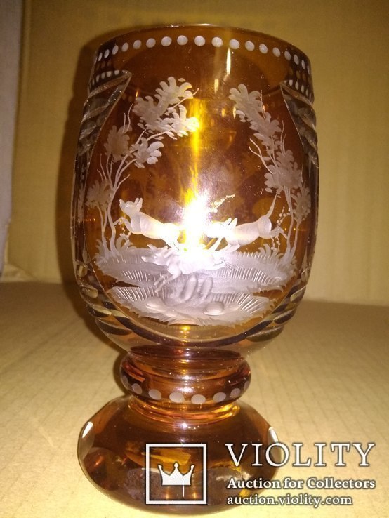 Старинная настольная ваза. Богемское стекло., фото №8