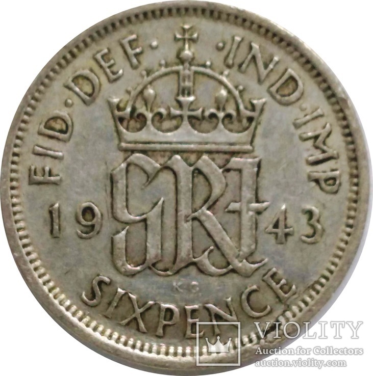 Великобритания 6 пенсов, 1943-серебро,С171, фото №3