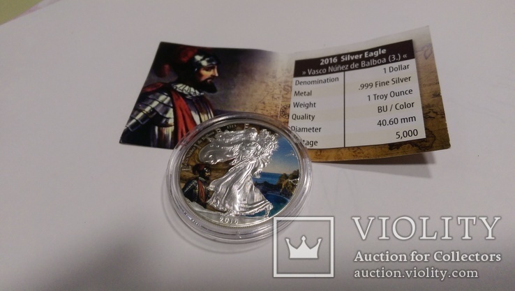 2016 Vasco de Balboa серия"Discoverer  Adventurer,1oz Ag999 silver Eagle,США 5000